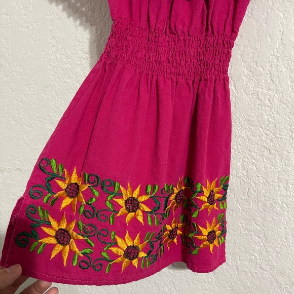Pink Handmade Off the Shoulder Mexican Style Dress - Picture 2 of 5